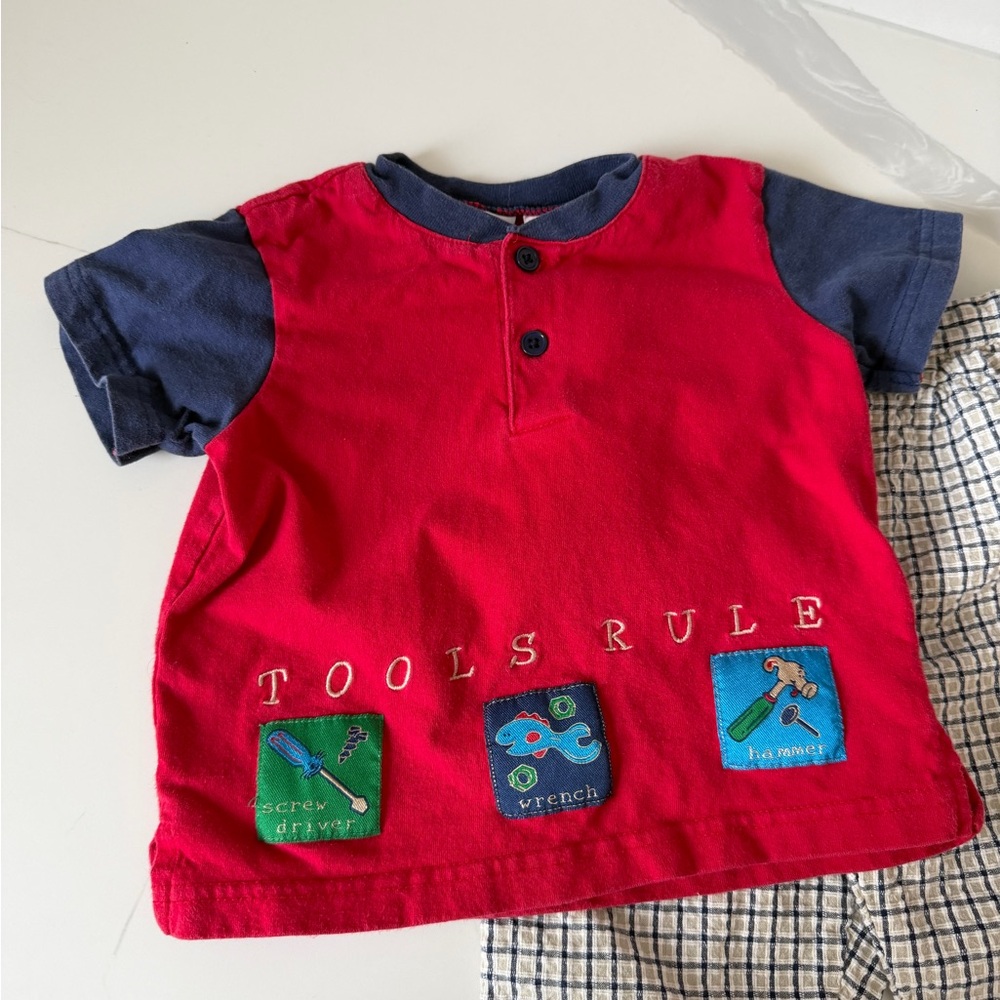 SOLD - Vintage Tools Rule Matching Set Shirt & Pants 18M Baby - Picture 4 of 6